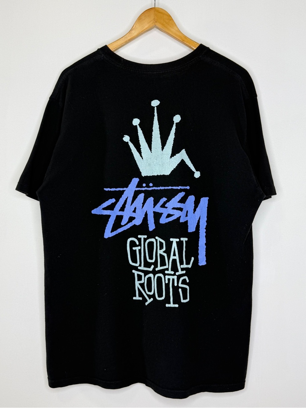 Stussy Global Roots Short Sleeve T-Shirt Mens Large Black Loose Fit